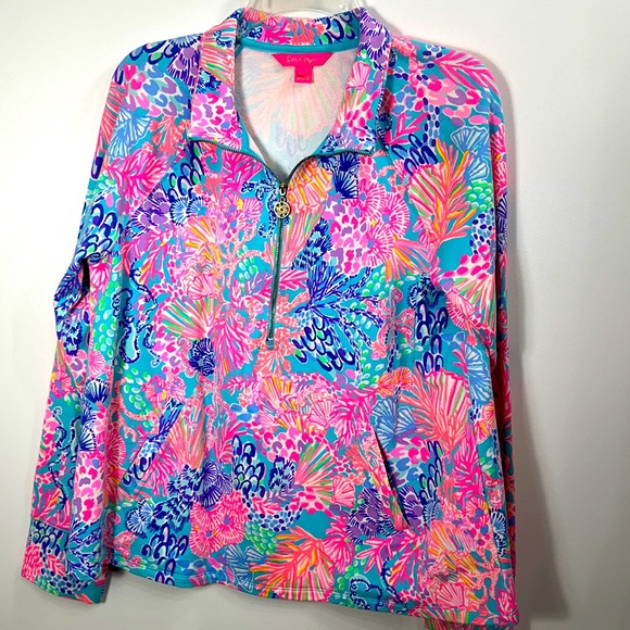 Lilly Pulitzer Melena Popover Top colorful size large - Picture 1 of 10